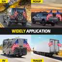Universal Dual Hitch Flag Pole Holder for 2 Inch Receivers, Heavy-Duty Iron Double Flag Mount with Trailer Hitch & License Plate Bracket, Compatible with Trucks, SUV, RV, Pickup, Camper