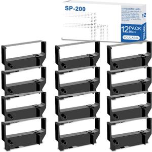 12 Pack SP200 Black Ink Ribbon Replacement for Star SP200 Ribbon Used with Star Micronics SP200 SP-200BK SP-500 SP-2000 SP-512 SP-542 SP-2360 RC200 Receipt POS Printer