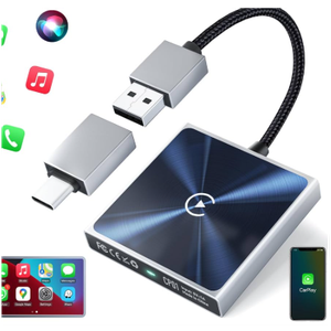 Wireless CarPlay Adapter for iPhone, Super mini Compact 2in1 Dongle for Apple iOS 10+, Convert Wired to Wireless CarPlay, Instant Connectivity, Fit for Cars from 2016 with Built-in CarPlay