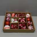 Alupssuc 82pcs Christmas Balls Ornaments Set, Delightful Classic Gift Set, Shatterproof Plastic Decor for Xmas Tree Holiday Wedding Party Decorations with Hanging Strings, Red and White