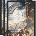 Fxojyvo Engineered Wood 11x16 Picture Frame Set of 3, Black Frame for 11 x 16 Inch Picture Poster Photo, Light Weight 11 by 16 Frame with Wood-grain for Wall - 3 Pack/ Black/ 11 x16