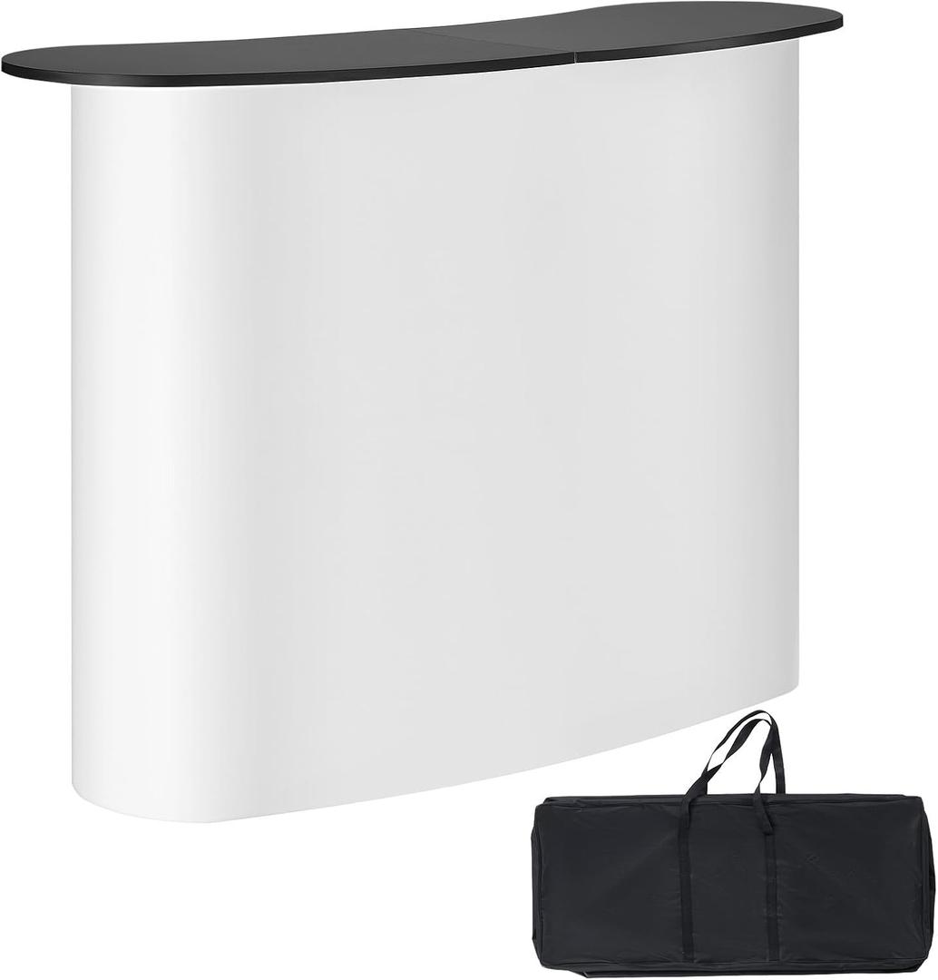 VEVOR Portable Tradeshow Podium Table, 51.18" x 18.31" x 37.4", Display Exhibition Counter Stand Booth Fair with Wall, Foldable Promotion Retail Bar Table Pop Up Podium with Storage Rack, Carrying Bag
