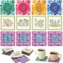12 Pack Mahjong Coasters, Funny Mah Jong Game Accessories & Gifts for Women Mom, Square Table Coasters for Game Night Party Decor, Mahjong Lovers Supplies
