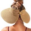 FURTALK Sun Visor Hats for Women Beach Hat Ponytail Summer UPF 80+ Beach Vacation Essentials Packable Wide Brim