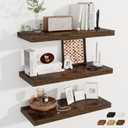 Fun Memories 12 Deep Floating Shelves for Wall | 30W x 12D Large Floating Shelves | 3 Pack Storage Space Wall Mount Shelf for Living Room Bathroom Toilet Laundry Room Kitchen Home Office - Brown
