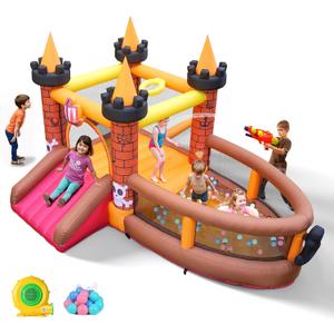 Inflatable Bounce House for Kid 3-8: Jump Bouncy House Castle with Slide - Blow Up Bouncer with 480W Blower for Toddler Outdoor Indoor Play