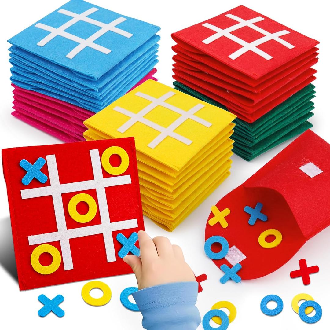 AugToy 24PCS Tic Tac Toe Strategic Board Game for Kids Birthday Party Favors Bulk for Kids 4-8 8-12 Goodie Treat Bag Stuffers Classroom Treasure Chest Box Toys Carnival Prizes Travel Games