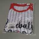 Womens 3/4 Sleeve Red Baseball Shirt for Mom Crewneck Patchwork Raglan Striped Print Baseball Tees  (L)