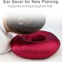 Silky Satin Piercing Pillow Ear Pillows Donut with Hole for Ear Pain CNH Piercing Pain Relief Sleeping Pressure Sore Side Sleepers Smooth Cooling Ear Guard Protector, Burgundy
