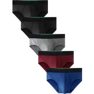 TIICHOO Mens Incontinence Underwear Washable Cotton Leak Proof Underwear for Men Briefs 5 Pack (Small, 2 Black/Gray/Navy Blue/Burgundy)