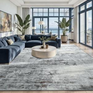Toneed Abstract Area Rug 8x10 Modern Washable Rug Soft Non Slip Rug Low Pile for Bedroom Living Room Dining Room Grey
