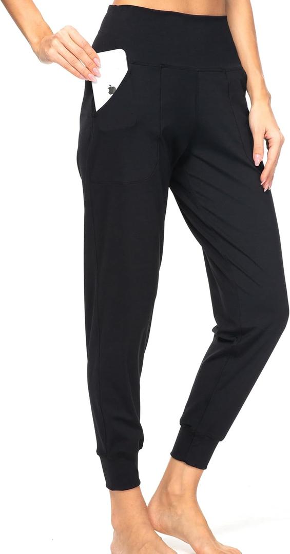 Kcutteyg Womens Joggers with Pockets, Lightweight Quick Dry Athletic Workout Soft Pants for Gym, Yoga, Running (M,Black)