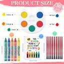 30 Sets Back to School Mini Watercolor Paint Set Bulk | Watercolor Paint Palettes with Brushes, Crayons, This School Year Is Going to Be Colorful Greeting Cards, Classroom Rewards