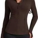 AVGO Womens Workout Jackets Lightweight Athletic Zip Up Jacket Slim Fit Running Gym Top with Pockets & Thumb Holes, Size: X-Large