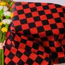 WOSIBO 2 Pack Checkered Plaid Windows Valances Retro Checkerboard Valance Curtains 16" x 56" Farmhouse Design Window Treatment Rod Pocket Valances for Kitchen/Living Room (Red and Black)