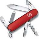 Victorinox Sportsman Swiss Army Knife, 13 Function Swiss Made Pocket Knife with Large Blade, Corkscrew and Wire Stripper - Red