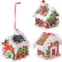 BESPORTBLE 3Pcs Gingerbread House Decorations, Glowing Christmas Houses Village Gingerbread Decorations for Christmas Tree for Festive Holiday Home and Tree Decor, Multi-Color Resin Crafts