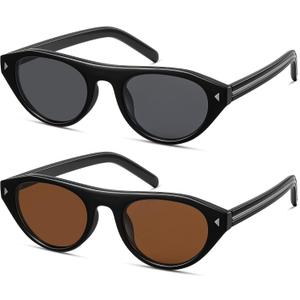 Retro Oval Sunglasses for Women, Small Cat Eye Trendy Shades UV400 | sun glasses womens, narrow frame, fashion accessory, CL015