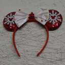 Christmas Mouse Ears Headband Peppermint Snowflakes Hairband Sequin Bow Hair Hoop Headpiece for Party Favors