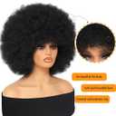 GKtineke Afro Wig 14Inch Afro Wigs for Black Women 70s Afro Kinky Curly Wig Bouncy Huge Fluffy Puff Wigs Synthetic Hair for Cosplay Daily and Party Natural Black