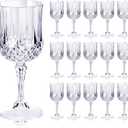 Ciaell 24PCS Plastic Wine Glasses - 7 Oz Plastic Goblets for Party - Clear Vintage Drinking Glasses - Disposable Water Goblets Set for Wedding, Bar, Wine, Beer, Juice, Cocktail, Whiskey