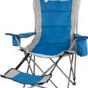Camping Chair with Foot Rest - 300lb Capacity Beach Chair with Footrest, Cupholder, and Cooler Pouch - Portable Chair by Wakeman Outdoors (Blue)