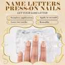 3 x evpct Initial Letter French Tips Press On Nails Short Square for Women Gift, Nude + Gold Tip, Glossy Soft Gel Press Stick on Nail with Nail Kit, 3D Design Full Cover Reusable Acrylic Fake Nails Kit, A
