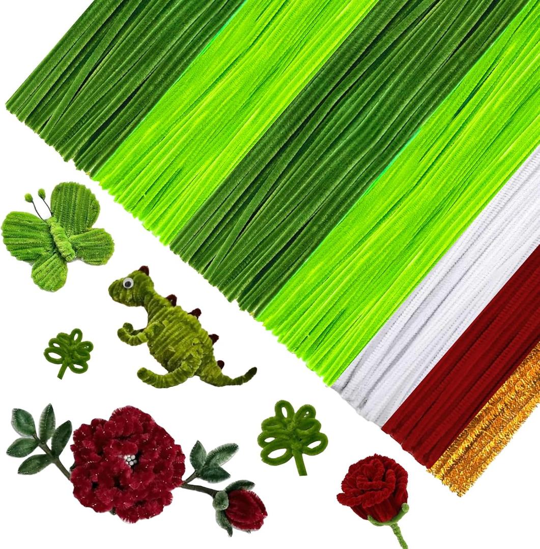 2 x MQOALA 484 Pieces Pipe Cleaners, Chenille Stems for Crafts, Thicker Fluffy Chenille Stems, 5 Assorted Colors Pipe Cleaners Craft for DIY Art Projects Party Decorations,Art and Craft Supplies