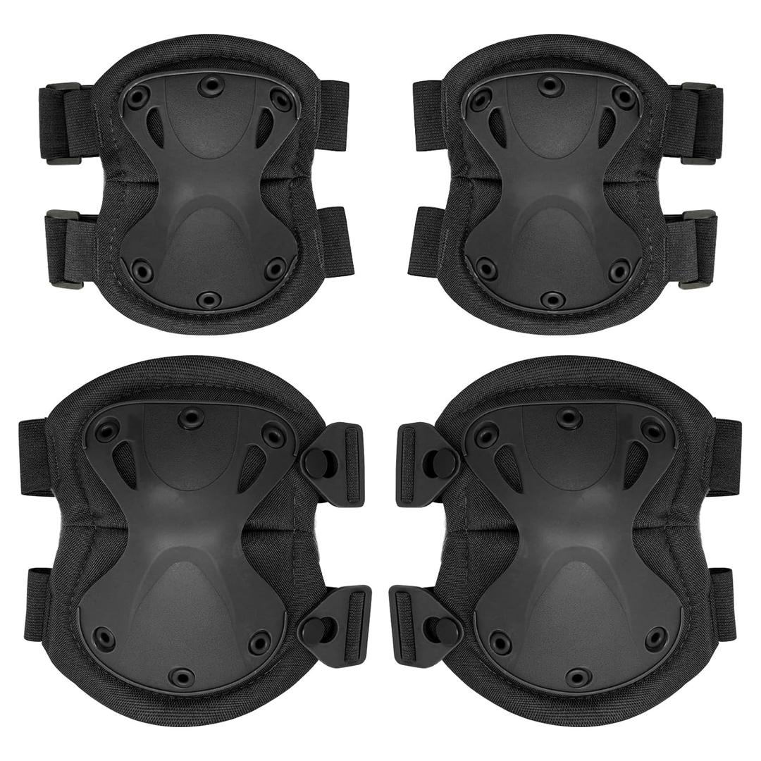 Qavctw Tactical Knee and Elbow Pads Set Protective Gear Knee Pads for Outdoor Sports Combat Paintball CS Cycling Skateboarding Skate Safety Guards Pads