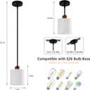 5.9" Drum Pendant Light with White Fabric Shade Modern Hanging Pendant Light Fixture| Adjustable Semi Flush Mount Kitchen Island Dining Room Bedroom Black 2 Pack