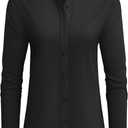 siliteelon Button Down Shirts Dress Shirts for Women Long Sleeve Womens Work Shirts Regular Fit Cotton Dress Shirts (X-Large, Black)
