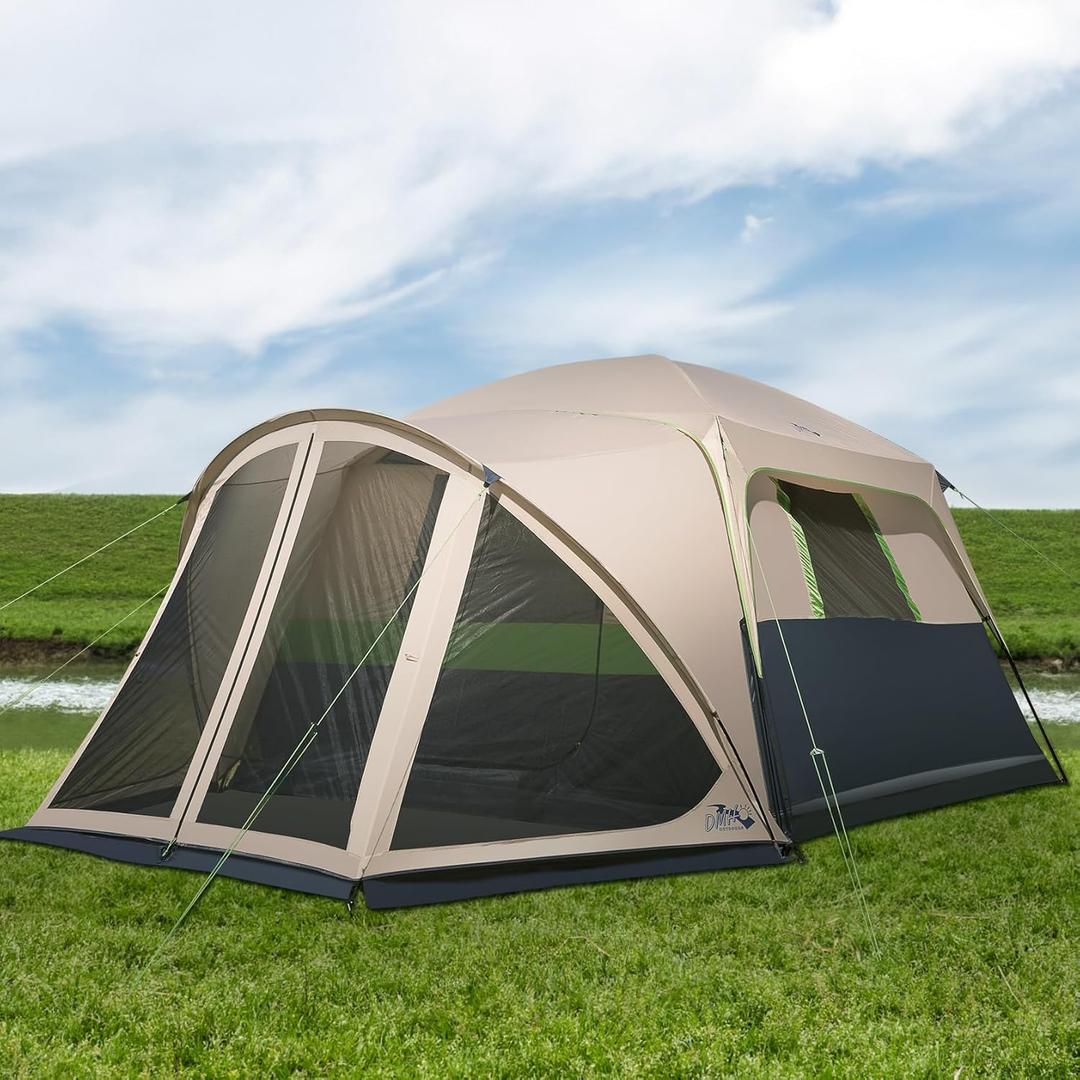 Tents for Camping 6/10 Person Camping Tent with Screen Porch, Weatherproof Large Cabin Tent with Rainfly and Carry Bag, Family Tent for Outdoor Camping and Backyard