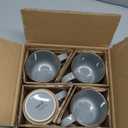 GBHOME 12OZ Stackable Coffee Mugs, Ceramic Coffee Mugs with Texture Patterns for Man,Woman,Dad,Mom, Modern Coffee Cups Set of 4 for Latte/Cappuccino/Cocoa. Dishwasher&Microwave Safe, Gray