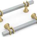 Cabinet Knobs Goldenwarm 10-Pack 3" Brushed Gold Cup Pulls Cabinet Handles
