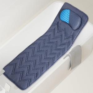 Bath Pillows for Tub Neck and Back Support,Full Body Bath Pillow-Ergonomic Shape with 10 Powerful Suction Cups - Cushioned Headrest for Neck and Back Support (Large, Navy)