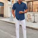 COOFANDY Men's Stretch Dress Shirts Short Sleeve Wrinkle Free Casual Button Down Shirts (M)