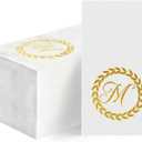 Horaldaily 100 Monogrammed Disposable Paper Decorative Guest Napkins, Gold Foil Letter M Hand Towel for Wedding Engagement Graduation Baby Shower Party