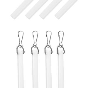 24 inch Curtain Pull Wand, White Curtain Pull Rod with Hook, Drapery Pull Wand for Easier Opening and Back - 4 Pack