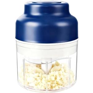 Electric Garlic Chopper,Upgrade Electric Mini Garlic Chopper Set,New Small Garlics Choppers Mincer,USB Rechargeable,Wireless Veggie Grinder,for Mashing Onion,Garlic,Chili,Ginger(Blue,250ML)