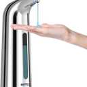 Automatic Liquid Soap Dispenser Touchless,400ML Modern Silver Dish Soap Dispenser with Sensor,4 Gear Adjustable Battery Operated Waterproof Hand Sanitizer Dispenser for Bathroom