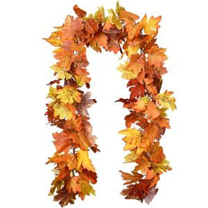 Lvydec 2 Pack Maple Leaves Fall Garland Clearance - 5.9ft/Strand Artificial Fall Foliage Garland Colorful Autumn Leaves Decoration for Home Wedding Party Halloween Thanksgiving (Yellow Orange and Red)
