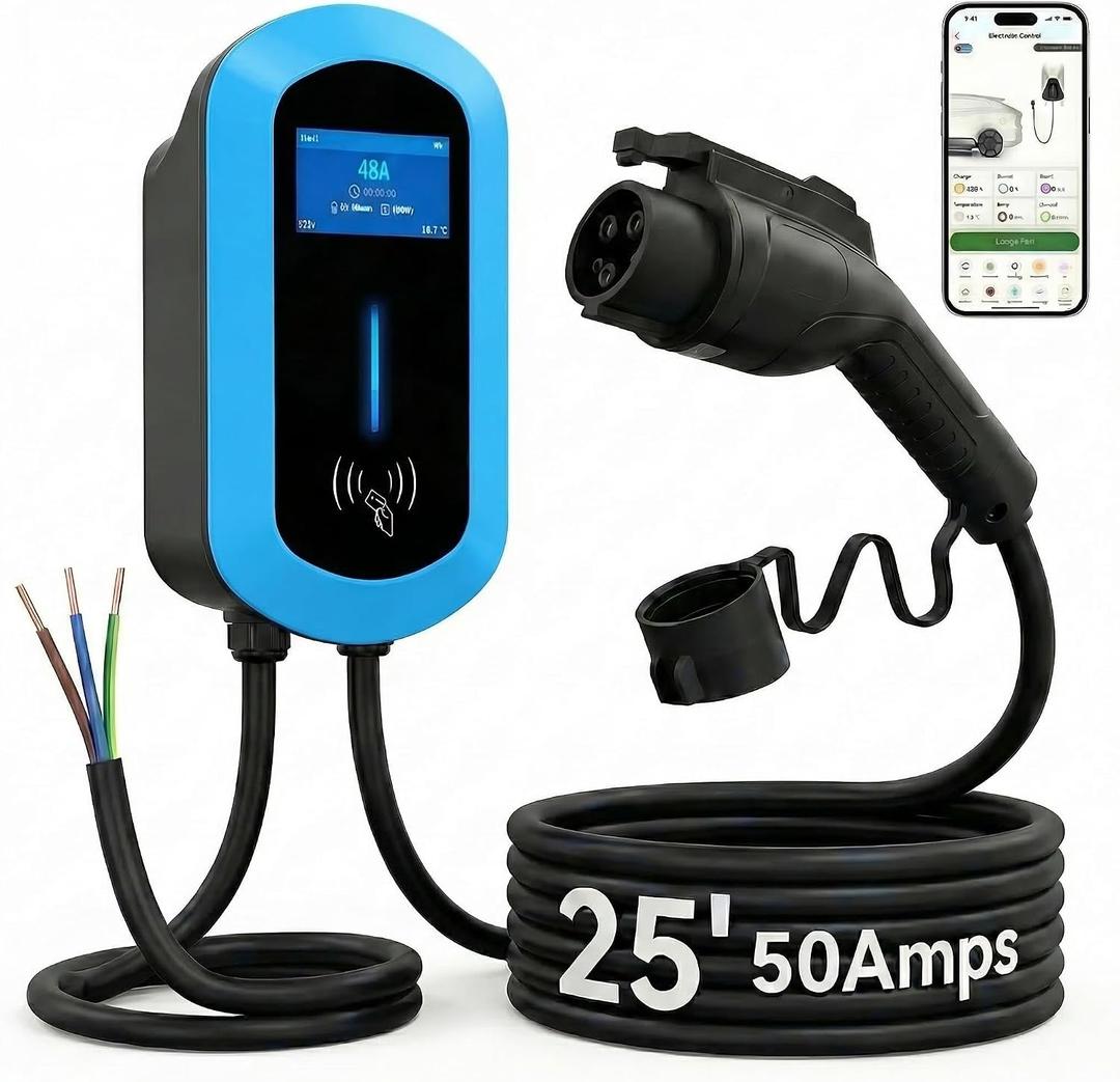 Fullwatt Level 2 EV Charger 50A/12KW, 240V Hardwired 25FT, Blue
Level 2 EV Charging, WiFi App and Bluetooth enabled, RFID access, IP65, J1772 plug Connector & Display