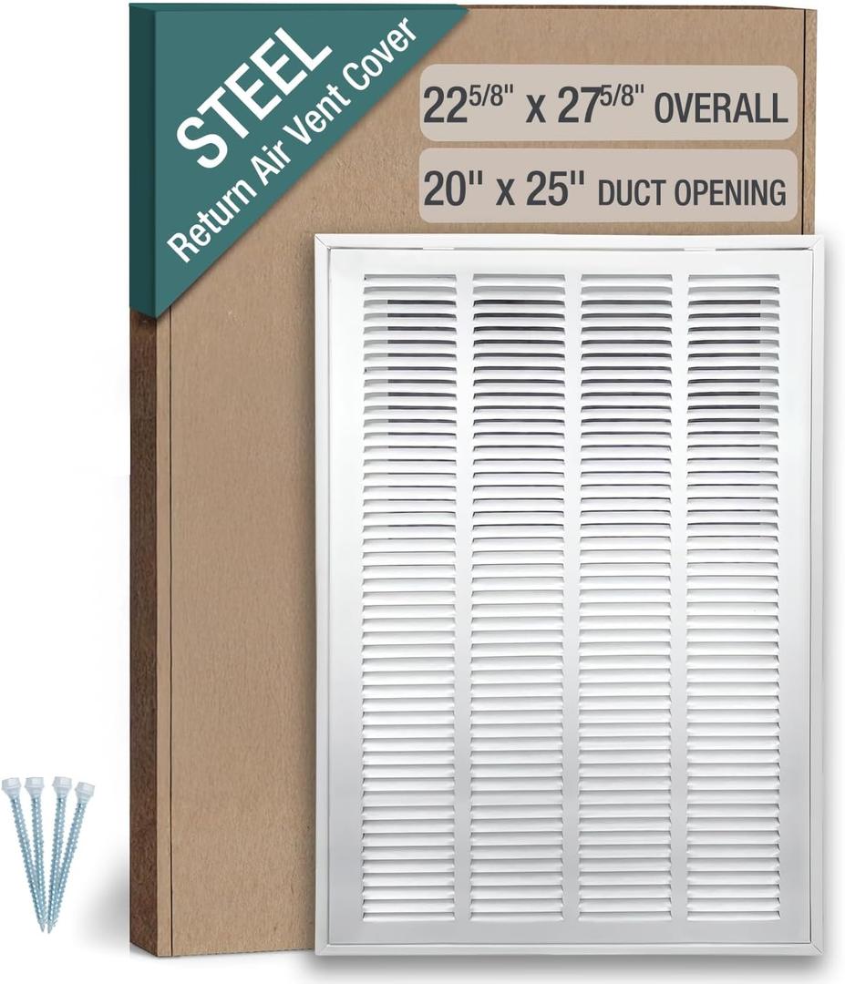 20 x 25 Inch (Duct Opening) Return Air Filter Grille for 1 Inch Filters, HVAC Vent Cover for Wall & Ceiling, Powder-Coated Steel with Removable Door