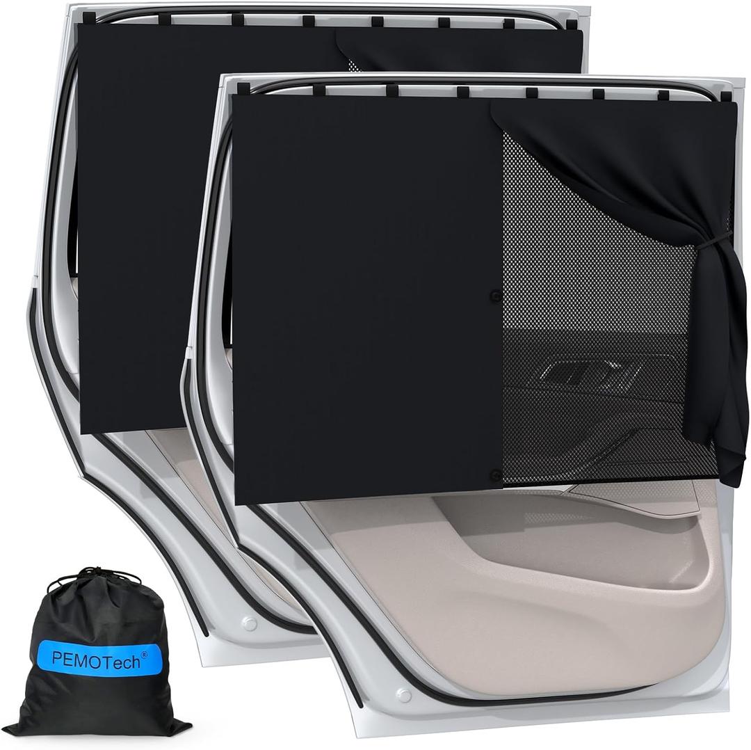 Car Window Shades with 8 Strong Magnets-26.8"x19.7" Dual Layer Car Rear/Side Window Sunshade for Baby - Full Blackout Semi-Transparent 2-in-1 Universal Auto Sun Shade for Kid & Pet Protection (2 Pack)