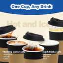 16 oz 100 Pack Coffee Cups with Lids and Sleeves, Straws, Hot Disposable To Go Travel Paper Cups Bulk for Office, Home Coffee Bar Accessories, Chocolate, Cocoa, Beverage (Black)
