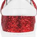 PARTY Women's Fashion Sneaker Lace Up Low Top Comfortable Cushioned Walking Shoes,Podcast,RED Glitter,8