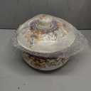 ZENFUN Kitchen Enamel Stockpot with Lid, 4.5 Quart Retro Flower Stew Bean Cooking Pot, Vintage Thicken Soup Pot with Handles, Nonstick, Safe for Induction Cookers, Gas Stove