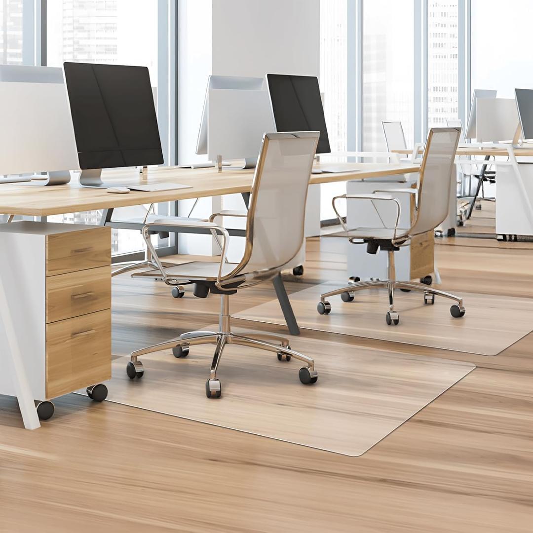 Vicwe Office Chair Mat for Hardwood Floor, 2 PCS, 30 x 48 inches Fully Transparent Desk Hard Floor Chair Mat Protector, Easy Glide, Flat Without Curling, Rectangle (Clear)