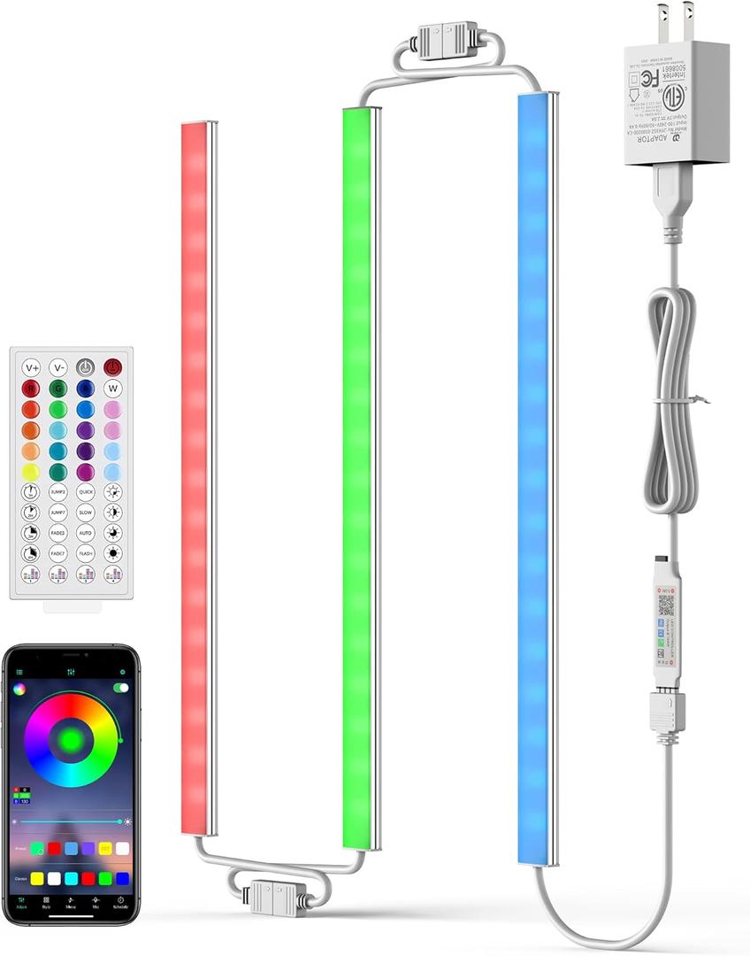 ASOKO 200 Lumens RGB Under Cabinet Light Plug in, 3 Pack 12 inch Linkable Counter Lights, Music Sync RGB LED Strip Lights with APP & Remote Control, Ambient Lights for Room Decor