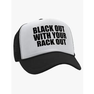 No Brand One Size Black Out with Your Rack Out Funny Sexy - Vintage Retro Style Trucker Cap Hat